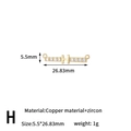 Golden H-shaped letter charm with zircon stones and dual attachment rings for necklaces - Letter H Style (H-13643/H)