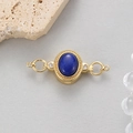 14K vergulde dubbele lus blauwe agaat connector voor DIY sieraden en halskettingen - Blauwe Agaat Stijl (H-14028 Blauw)