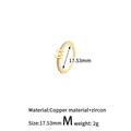 Verstellbarer goldener Kupferring mit Buchstaben M Design und funkelnden Zirkonia - Stil: M (H-13714)