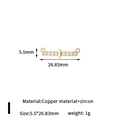 Gold-plated copper connector charm with 8 white zircons for jewelry making - Letter I Style (H-13644/I)