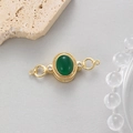 14k vergulde connector met ovale groene agaat en zirkoon voor DIY sieraden maken - Groene Agaat Stijl (H-14028 Groen)