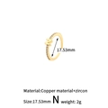 Verstellbarer goldener Kupferring mit Buchstaben N und weißen Zirkonia-Steinen - Stil: N (H-13715)