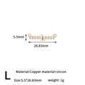 Gold plated letter L pendant connector in copper with cubic zirconia for jewelry making - Letter L Style (H-13647/L)