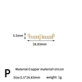 Gold plated letter P charm with zircon inlays for personalized jewelry making - Letter P Style (H-13651/P)