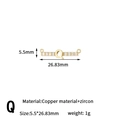 Letter Q connector pendant with gold plating and cubic zirconia for necklaces - Letter Q Style (H-13652/Q)