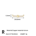 Gold-plated letter R zircon connector pendant for necklaces, 26.83mm jewelry making charm - Letter R Style (H-13653/R)