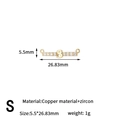 Golden letter S pendant connector in copper with clear zircons for jewelry making - Letter S Style (H-13654/S)