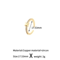 Verstellbarer Kupferring in Gold mit X-Design und funkelnden Zirkonia-Steinen - Stil: X (H-13725)