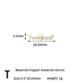 Golden letter T bar connector pendant with white zircons for DIY jewelry making - Letter T Style (H-13655/T)