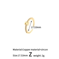 Verstellbarer goldener Kupferring mit einem Zirkonia-besetzten Buchstaben Z - Stil: Z (H-13727)