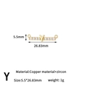 Letter Y connector charm in gold-plated copper with clear zircon for DIY jewelry - Letter Y Style (H-13660/Y)