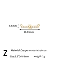 Letter Z zircon connector charm in gold copper finish with dimensions 26x5.5mm - Letter Z Style (H-13661/Z)