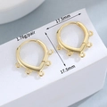 Detailed view of 17.5mm gold V-shaped leverback earring hooks with 5 holes for DIY jewelry - 14K Gold