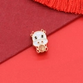 Detailed close-up of a golden Chinese zodiac ox charm with white enamel and red Fu character - Ox Style (D2114-Ox)