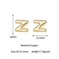 Detailed specs of gold bubble letter Z earrings in copper showing size and weight - 14K Gold Bubble Letter Z Stud Earrings (D2049)