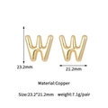 Detailed specs for gold bubble letter W studs made of copper, size 23.2mm by 21.2mm - 14K Gold Bubble Letter W Stud Earrings (D2046)