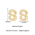 Detailed specs of gold balloon letter S earrings made of copper with 20.6mm height - 14K Gold Bubble Letter S Stud Earrings (D2042)