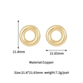 Polished gold bubble earrings dimensions show copper material size and weight details - 14K Gold Bubble Letter O Stud Earrings (D2038)