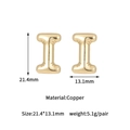 Detail showing letter I bubble stud earrings in polished gold copper with dimensions - 14K Gold Bubble Letter I Stud Earrings (D2032)