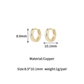 Detailed size specifications of minimalist 14K gold plated copper huggie hoop earrings - 14K Gold