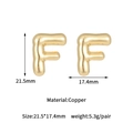 Detailed size specifications for gold balloon letter F earrings made of copper material - 14K Gold Bubble Letter F Stud Earrings (D2029)