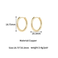 Detailed dimensions of minimalist 14K gold plated hoop earrings in polished copper - 14K Gold