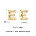 Detailed size specifications for gold 3D bubble letter E earrings made of copper - 14K Gold Bubble Letter E Stud Earrings (D2028)
