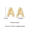 Detailed size chart for letter A bubble earring in gold finish with copper material specs - 14K Gold Bubble Letter A Stud Earrings (D2024)
