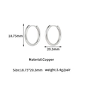 Detailed size parameters of minimalist 18.75mm by 20.3mm silver copper hoop earrings - Silver