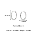 Detail showing dimensions of silver minimalist copper hoop earrings 16.4x17.6mm size - Silver