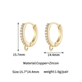 Detailed view of 14k gold-filled zircon hoop earrings showing size 15.7mm and DIY loop - Single Row Pavé Style (gmd65256) / 14K Gold