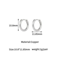 Detailed size specifications for minimalist silver copper hoop earrings in a 10.8mm round design - Silver