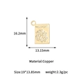 Macro shot showing size parameters and details of gold passport tree of life pendant - Passport Style (GD1014) / Gold