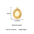 Detailed view of golden copper oval pendant base with 19x13.85mm dimensions for DIY jewelry - Oval Base Style (GD1017) / Gold