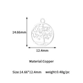 Macro detail of Tree of Life round pendant showing 14.66mm size and copper material specs - Tree of Life Hollow Style (GD1019) / Steel