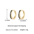 Détail de boucles d'oreilles torsadées dorées 14K avec émail noir et dimensions - Style Texture Torsadée (e071401) / Or 14 carats