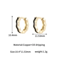 Spécifications de taille pour boucles d'oreilles vagues plaquées or 14K et émail noir - Style Vague en Émail (e071344) / Or 14 carats