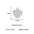 Detailed view of heart-shaped smile pendant with 8x7.2mm size and weight specs - Heart Smiley Face Style (GD1012) / Palladium