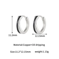 Spécifications de taille pour créoles minimalistes en argent avec émail noir et cuivre - Style Texture Torsadée (e071401) / Palladium