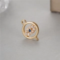 Macro detail of a 14K gold-plated Evil Eye charm with blue zircon and pavé stones - Evil Eye Round Ring Style (H-9820)