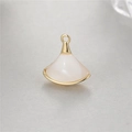 Detail shot of fan-shaped pendant with white mother-of-pearl and gold metal plating - Fan Shape Pendant (P20330)