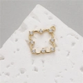 Detail of gold-plated square flower hollow pendant with sparkling zircon for DIY jewelry - Square Flower Cluster Style (H-3156)