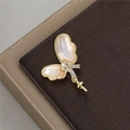 Exquisite gold butterfly pendant with white shell wings and shimmering zircon accents - Butterfly Style (H-9510)