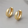 Polished thick gold hoop earrings with minimalist circular design and hinged closure - Gold Circular Style (H-7085)