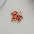 Detail of maple leaf pendant with red zircons and gold setting for DIY jewelry - Gold Maple Leaf Style with Red Zirconia (H-10512 Red)