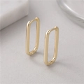 Close-up of thick rectangular gold hoop earrings with minimalist geometric design features - Gold Rectangle Style (H-5609)