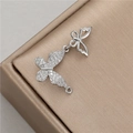 Macro shot of silver butterfly pendant with micro-pave zircons for DIY jewelry making - Silver Pave Zircon Butterfly Style(H-10346)