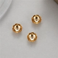 Set mit 14K vergoldeten hohlen Blütenperlenkappen und Abstandhaltern für DIY-Schmuck - Gold Sechsblättriger Schalenstil (B-0024)