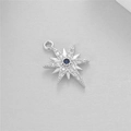 Silver octagonal star pendant with blue center stone and white zircon inlay - Silver Octagonal Star Style (Silver H-3722)