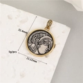 Dimensiones detalladas del colgante moneda Athena vintage con 23,22 mm de diámetro - Placa Redonda con Relieve Bicolor (H-11874)